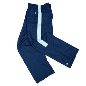 Vintage Nike Track Pants Navy Blue White Stripe Mesh Lined Zip Ankle Y2K 2000s L